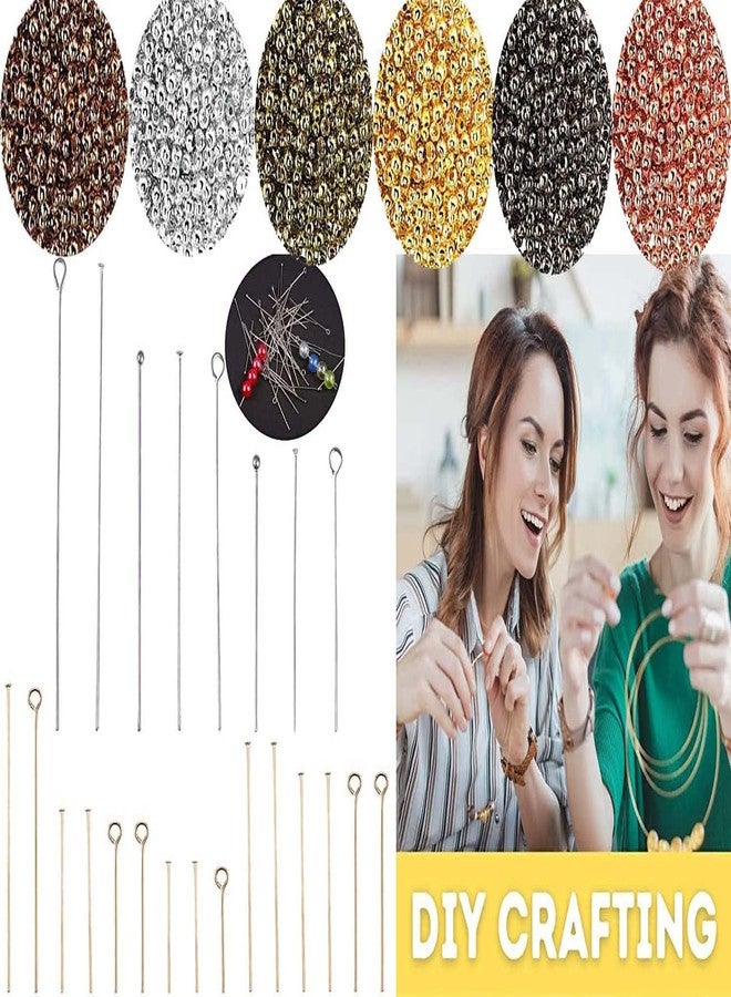 دي آي واي كرافتس دبابيس فضية مفتوحة العيون لصنع المجوهرات، وزن 700 غرام، دبابيس رأس لصنع المجوهرات، دبابيس عيون خرزية لصنع الأقراط والقلائد والأساور، تعليقات طينية 30-50 مم (700 غرام، فضي) - Image 3